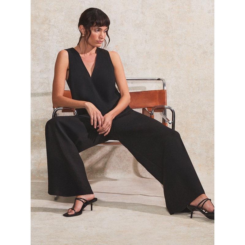 Black Linen-Blend Trousers-6 & 8 & 10 & 12 & 14 & 16 & 18-Black