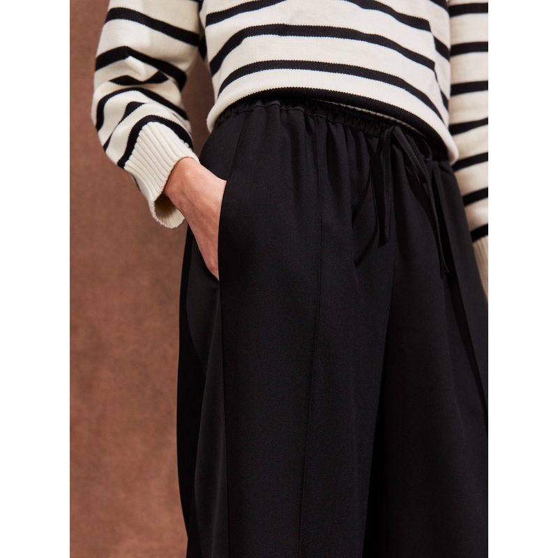 Black Satin Side Stripe Trousers