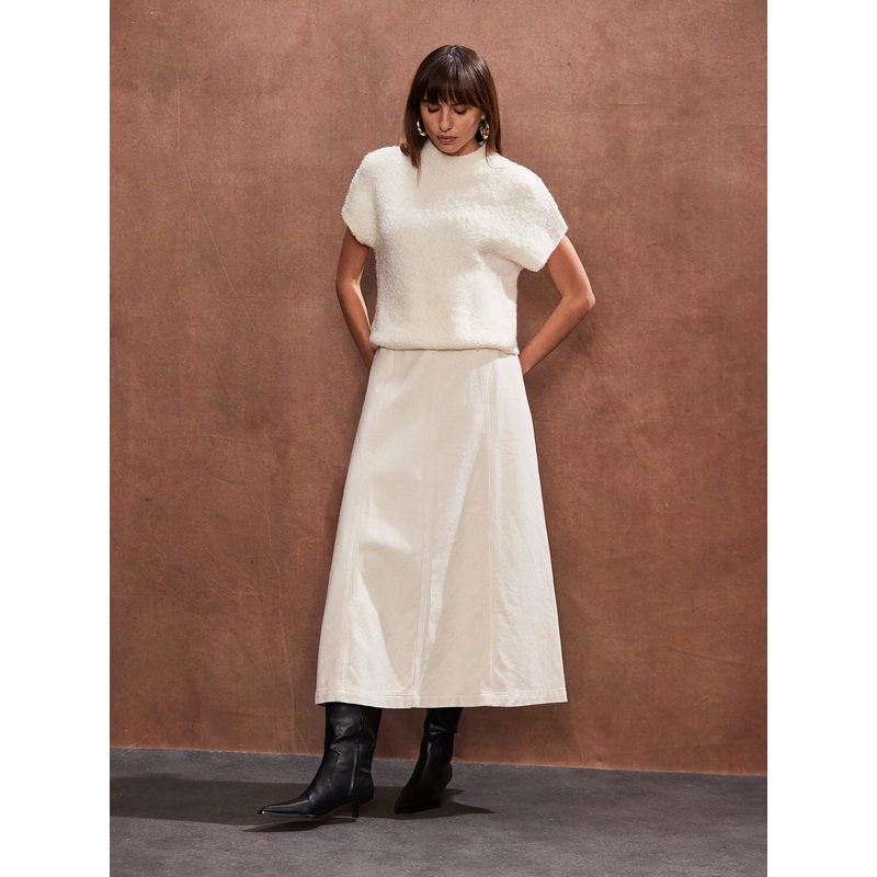 Cream Panelled A-Line Skirt-6 & 8 & 10 & 12 & 14 & 16 & 18-Cream