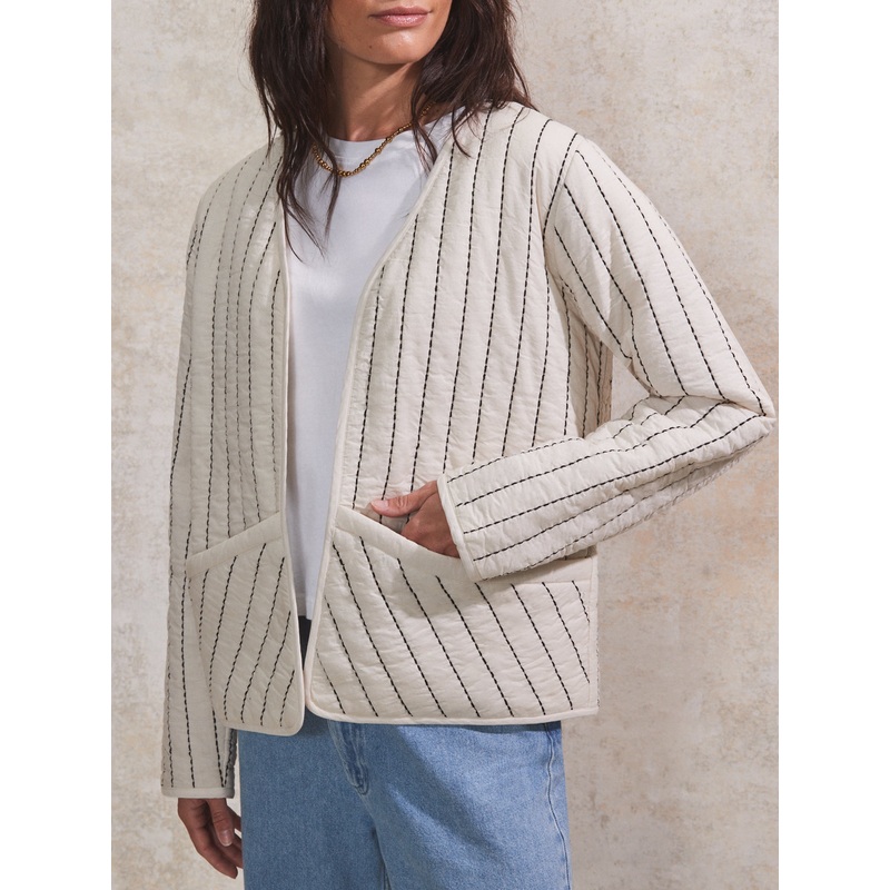 Cream Quilted Jacket-XS & S & M & L-Cream