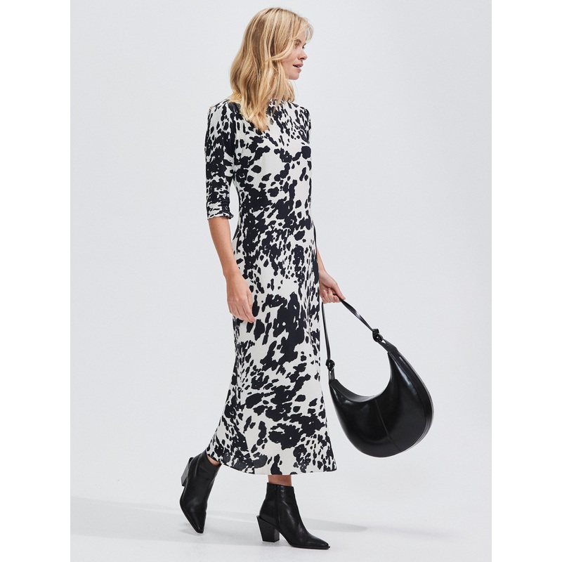 Mono Animal Print Midi Dress-6 & 8 & 10 & 12 & 14 & 16 & 18-Mono