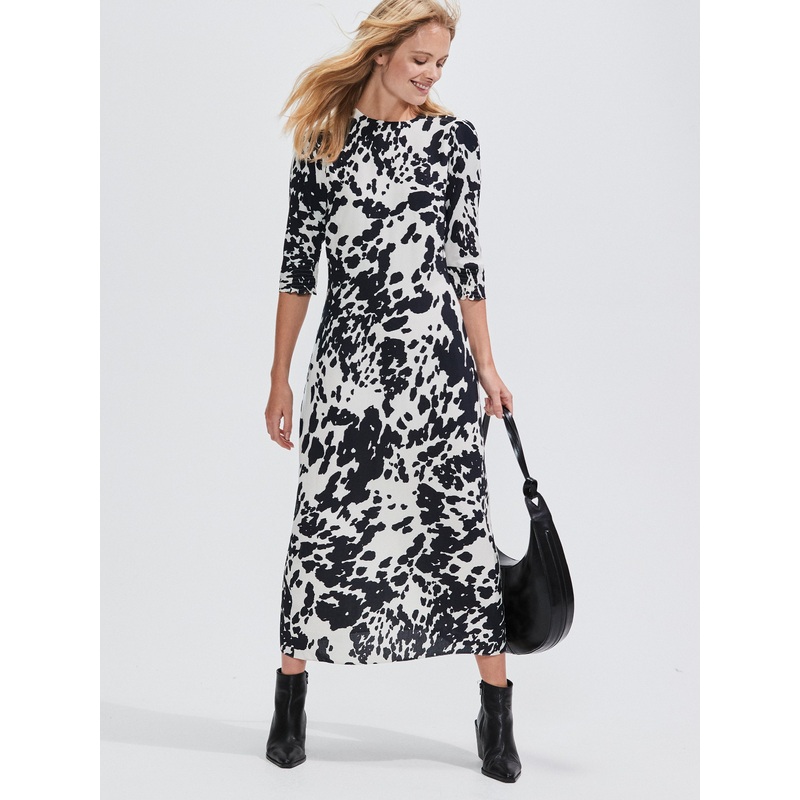 Petite Mono Animal Print Midi Dress