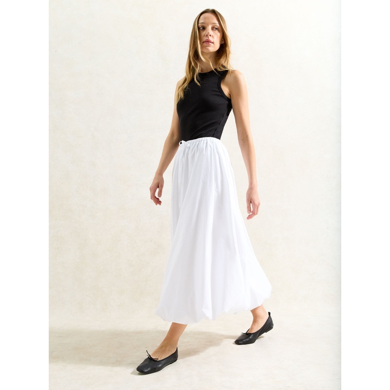 White Pure Cotton Puffball Skirt