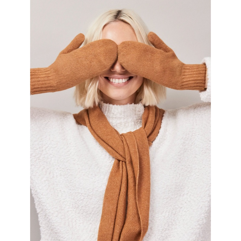 Camel Knit Mittens-ONE SIZE-Camel