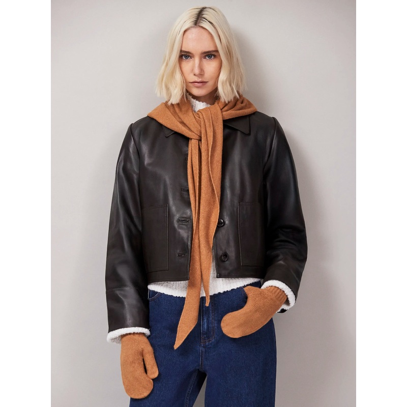 Camel Triangle Knit Scarf-ONE SIZE-Camel