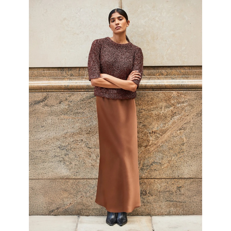 Copper Satin Skirt-6 & 8 & 10 & 12 & 14 & 16 & 18-Copper