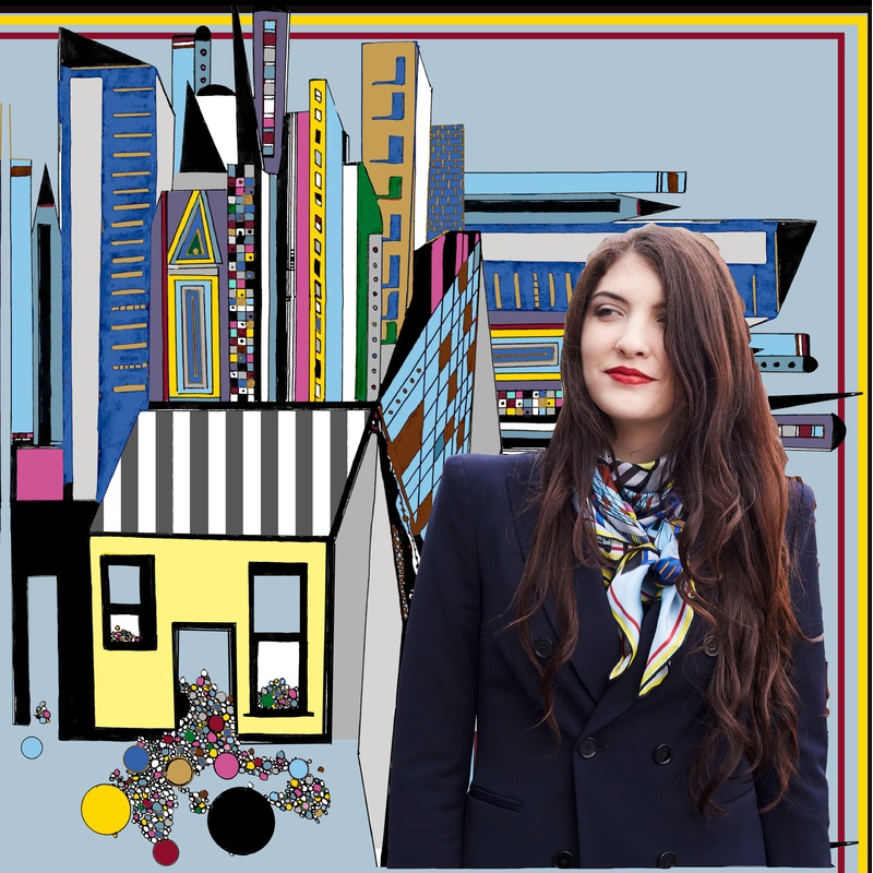 ‘Cottage in the City’,100% Silk Scarf, 100cm Square