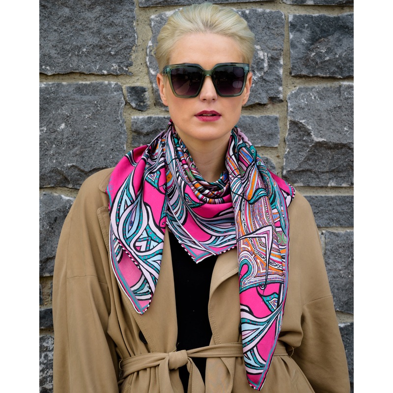 ‘Exotic Birds’  100% Satin Silk,  100cm Square