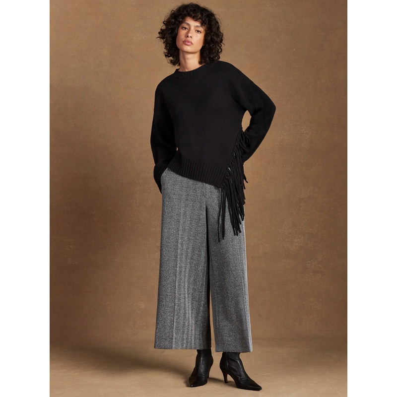 Grey Herringbone Culottes-6 & 8 & 10 & 12 & 14 & 16 & 18-Grey
