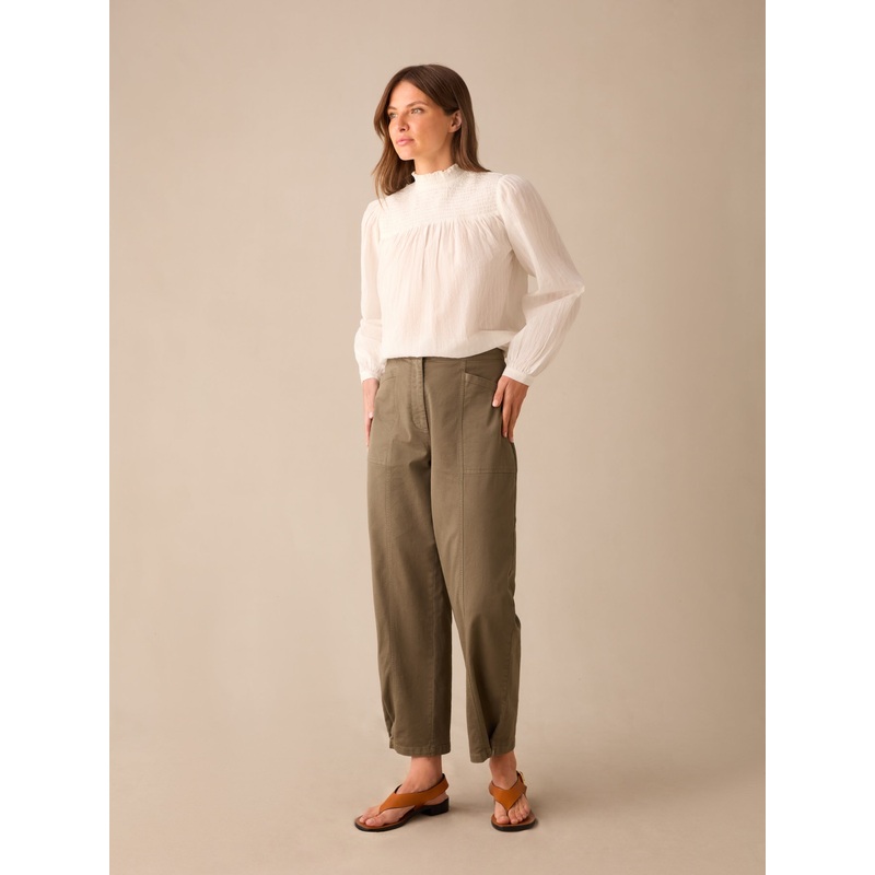 Petite Khaki Cargo Trousers-6 & 8 & 10 & 12 & 14 & 16-Green