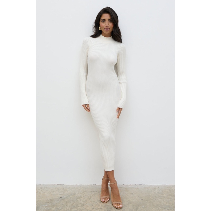Abbey Knit Midaxi Dress – Cream