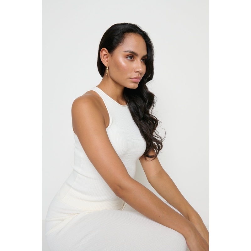 Billie Ribbed Racer Tee Lounge – Cream