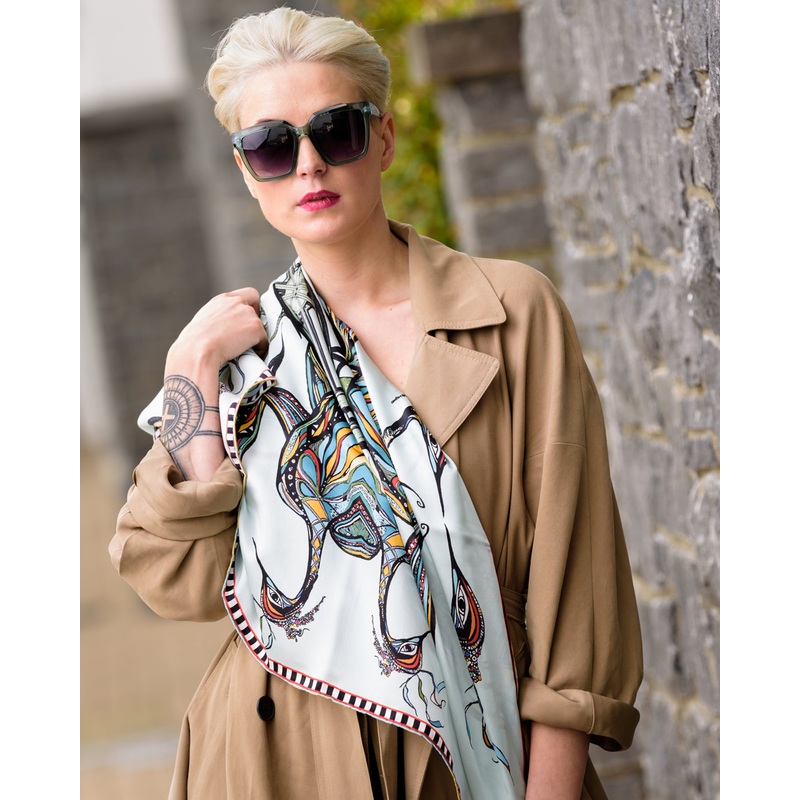 ‘Birds on the Wheel’,100% Satin Silk,