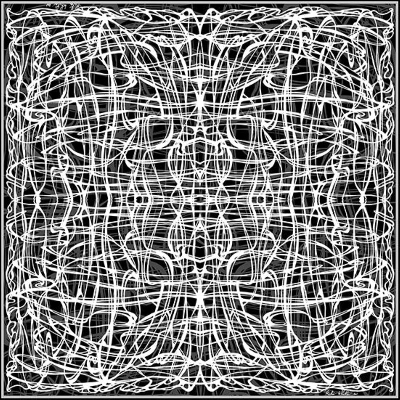 Black and White, Celtic Swirls 110cm Square Silk Scarf