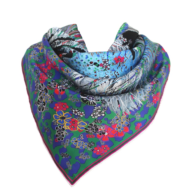 Blue Tiger, 110cm Square Silk Scarf