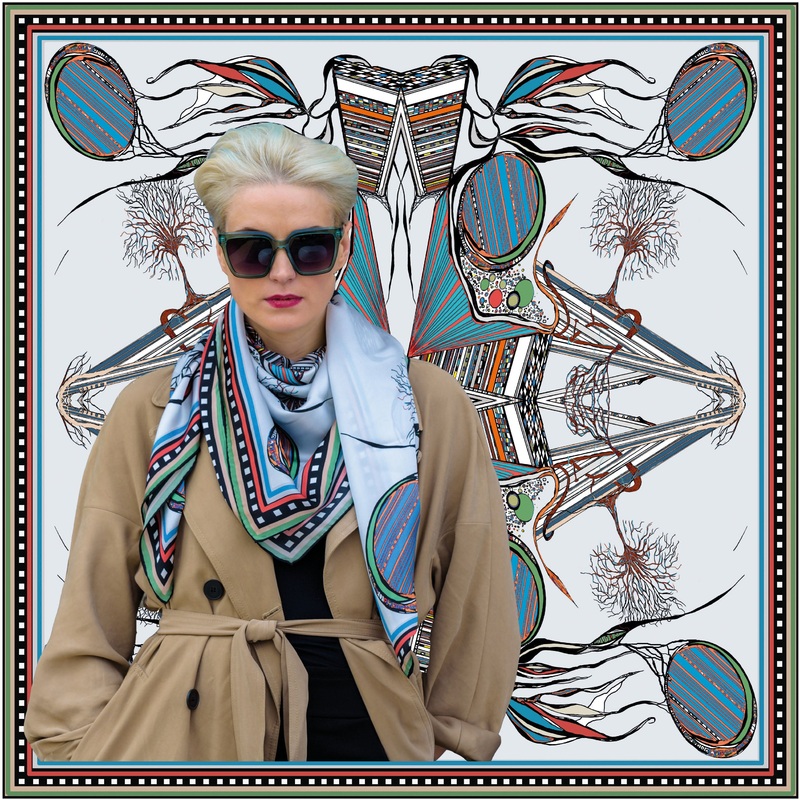 Brooklyn Bridge, 100%  Satin Silk, 110cm Square