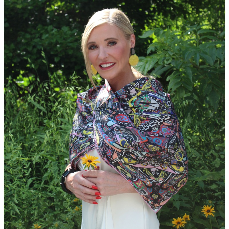 Life, 100% Silk Twill, Long Rectangular Scarf