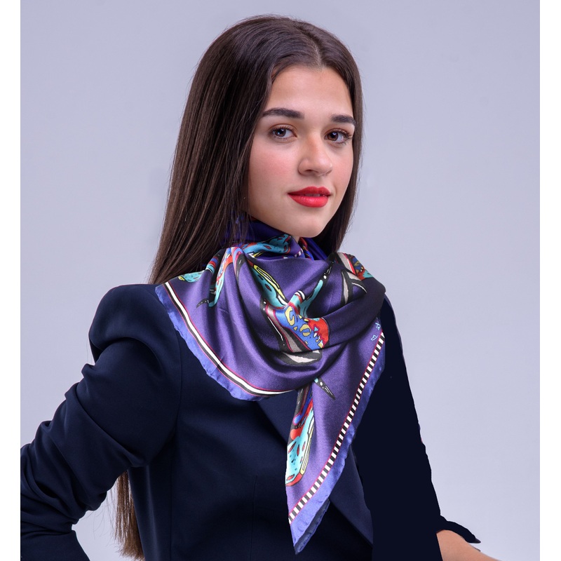 Purple Shoes, 100% Silk Twill, 70cm Square.