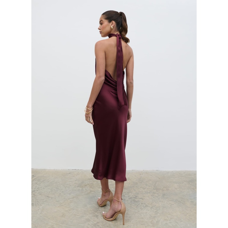 Raleigh Cowl Back Midaxi Dress – Wine