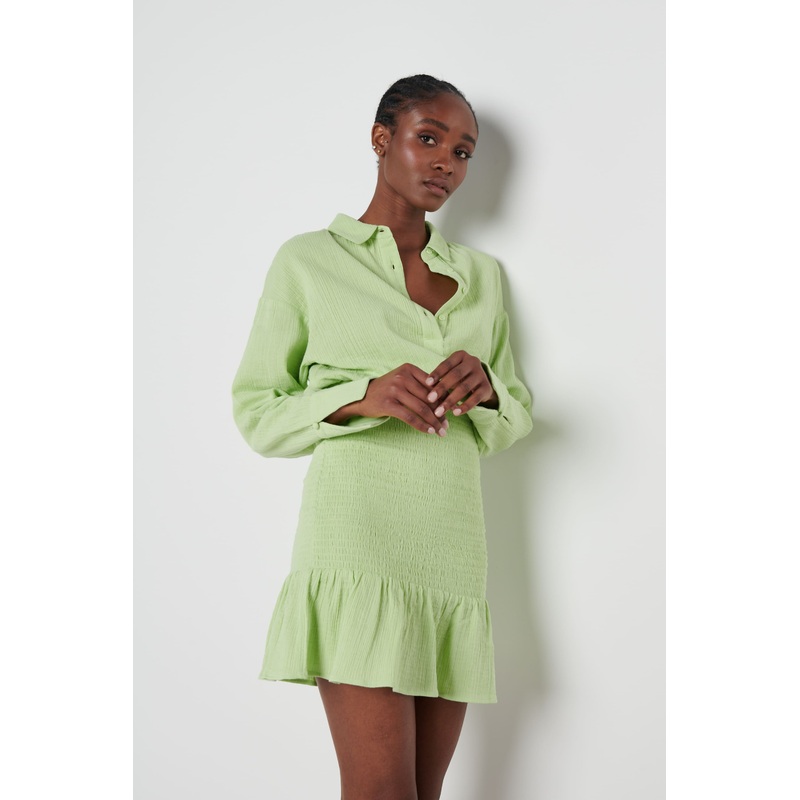 Remi Shirred Mini Dress – Green