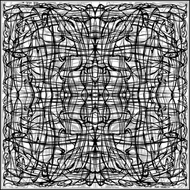 White and Black, Celtic Swirls 110cm Square Silk Scarf