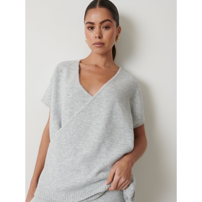 Alexia Cross Over Knitted Vest – Grey