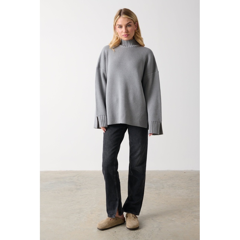 Amory Grown Neck Knit Jumper – Grey