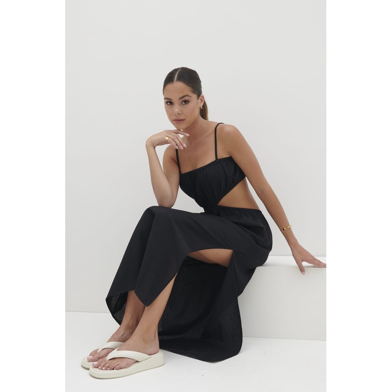 Artie Cut Out Midaxi Dress – Black