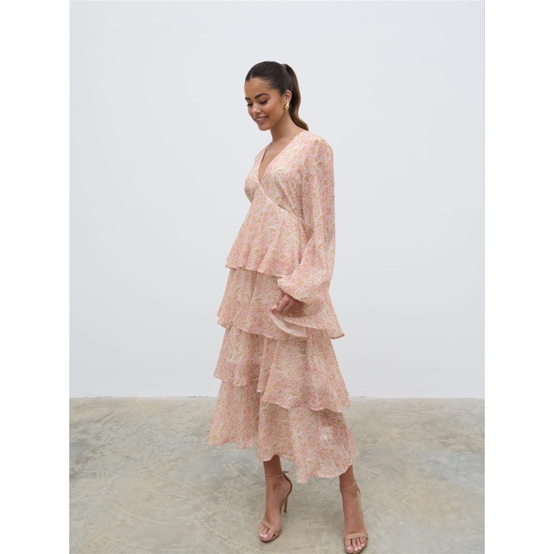 Ashton Ruffle Midi Dress – Ditsy Animal Sorbet Print
