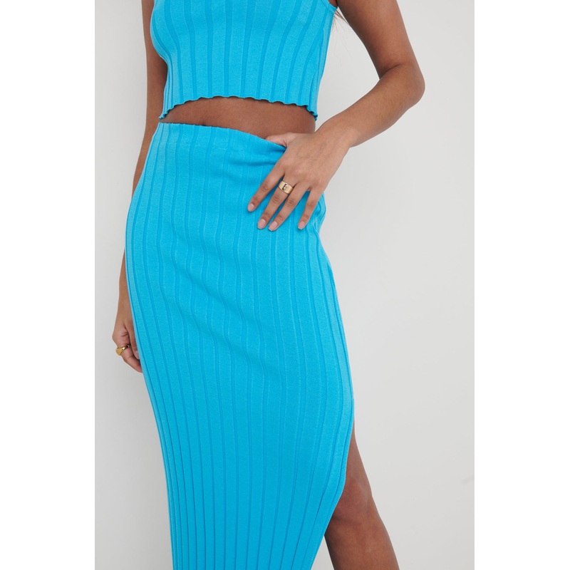 Auden Rib Knit Skirt – Aqua Blue