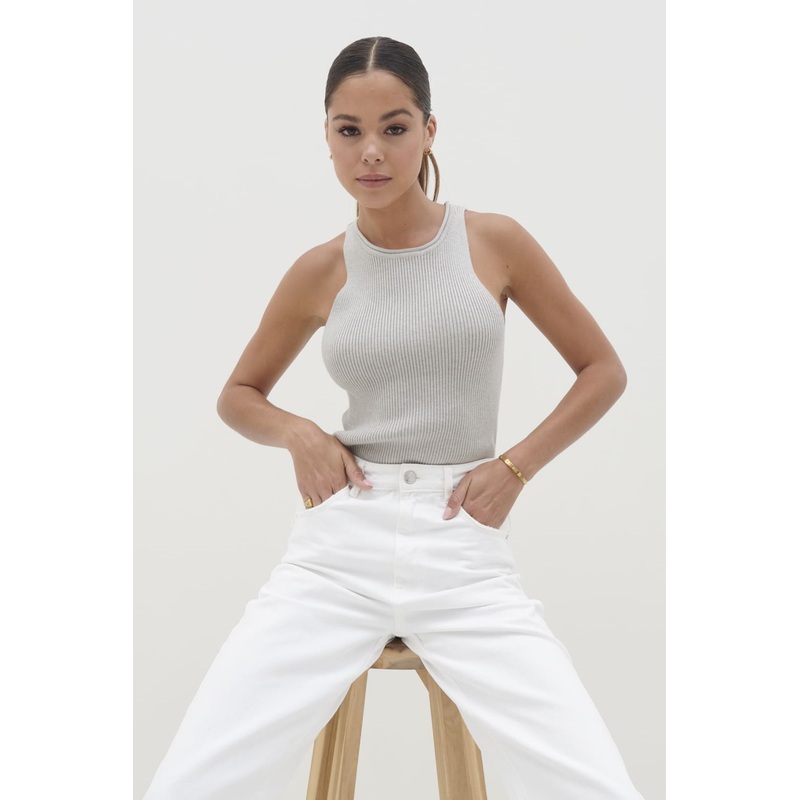 Billie Ribbed Racer Crop Top –