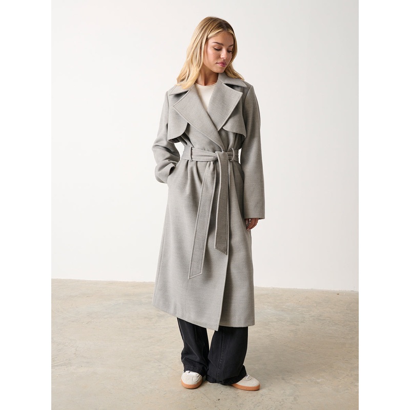 Logan Felted Trench – Grey-XS & S & M & L