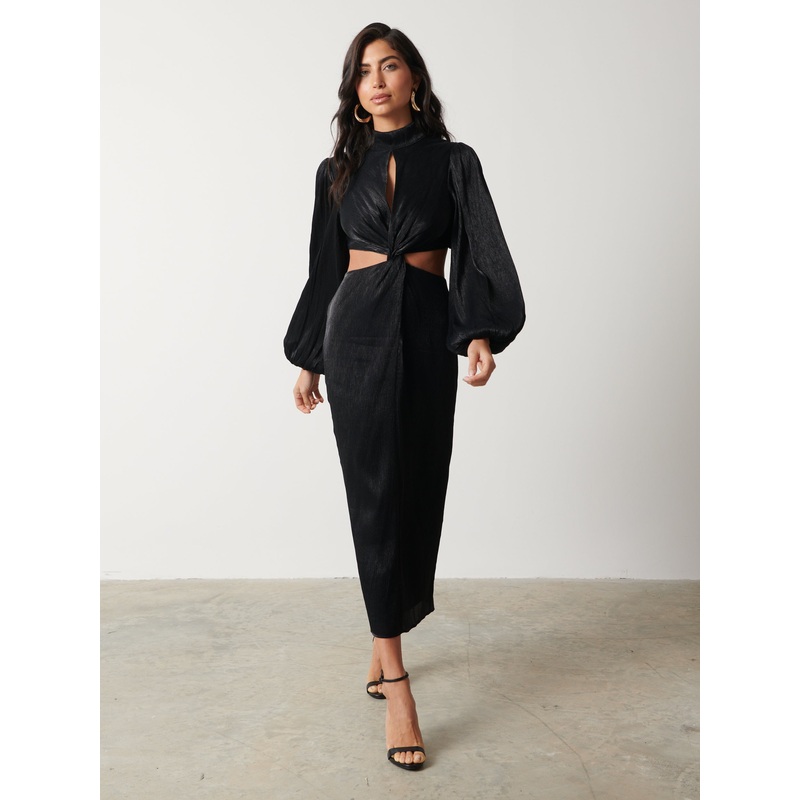 Pia Twist Midaxi Dress – Black