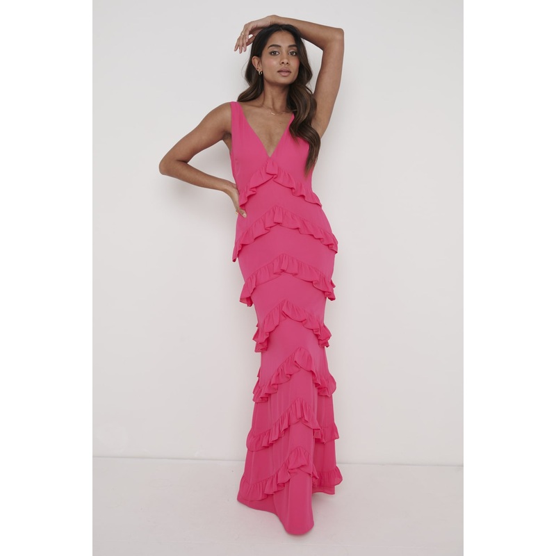 Piper Ruffle Maxi Dress – Fuchsia