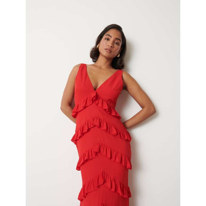 Piper Ruffle Maxi Dress – Red-6 & 8 & 10 & 12 & 14 & 16