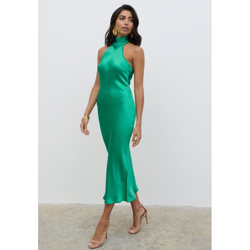 Raleigh Recycled Cowl Back Midaxi Dress – Emerald Green