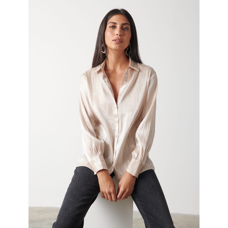 Rosalie Collared Blouse – Champagne Gold