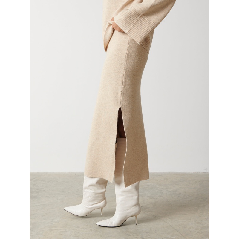 Sloane Knit Slit Midaxi Skirt – Oatmeal