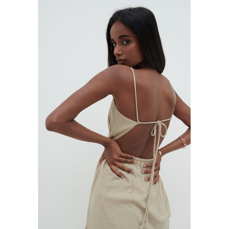 Talia Cut Out Midaxi Dress – Stone