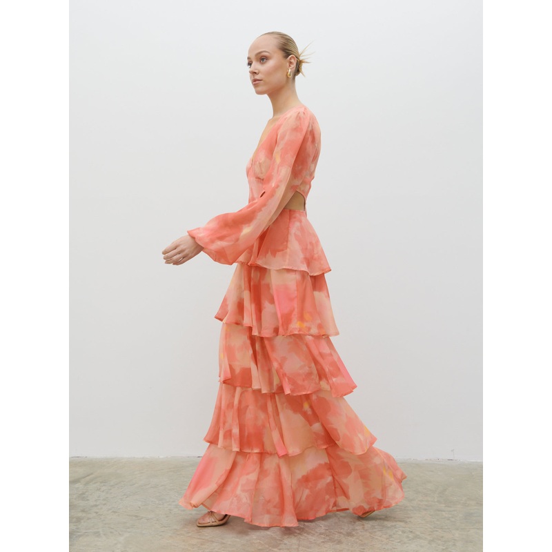 Ashton Cut Out Maxi Dress – Dusky Rose Watercolour