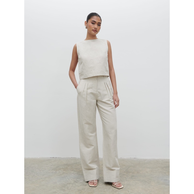 Bryony Boxy Linen Top – Natural