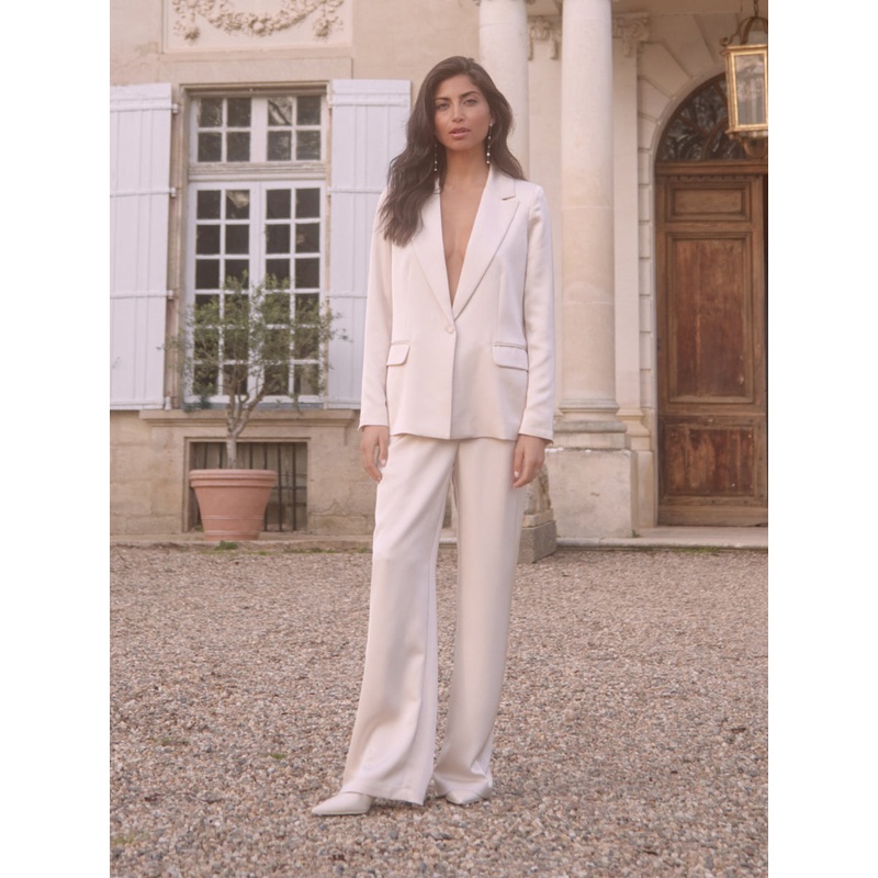 Callie Satin Suit Trousers – Ivory