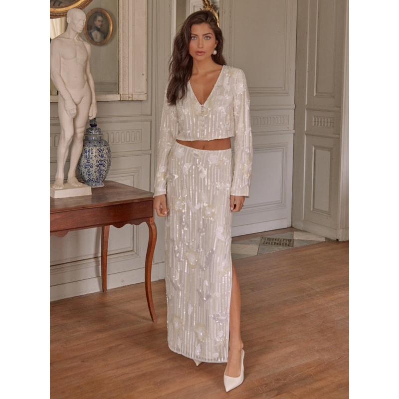 Cannes Sequin Maxi Skirt – Ivory