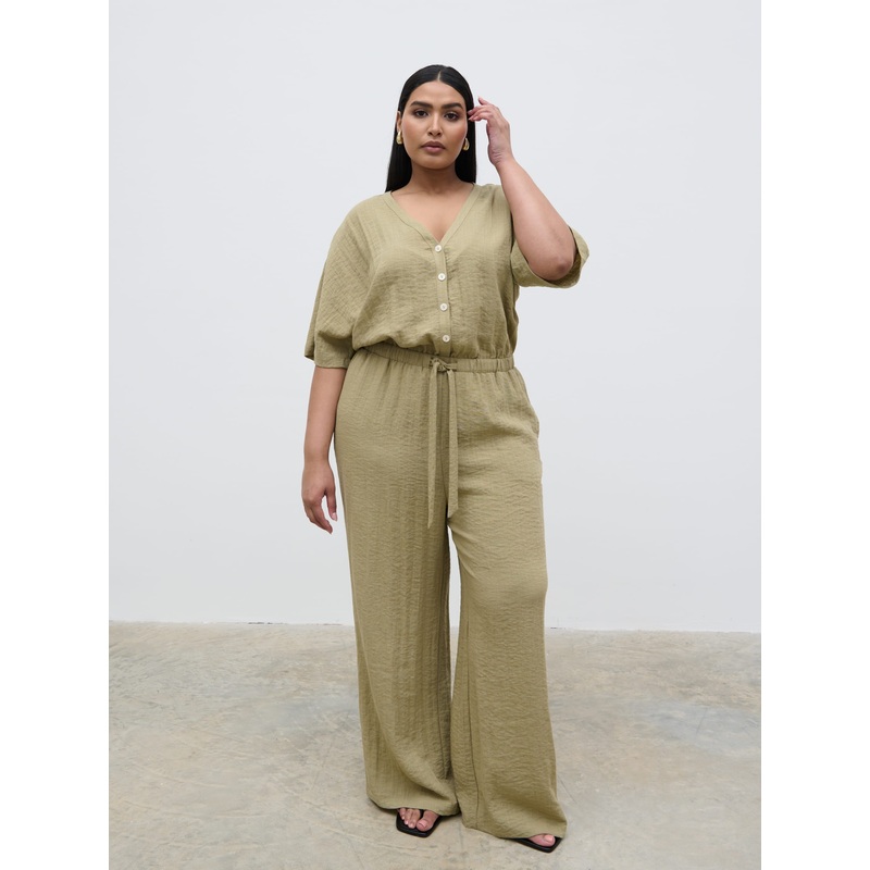 Carey Easywear Jumpsuit Curve – Olive