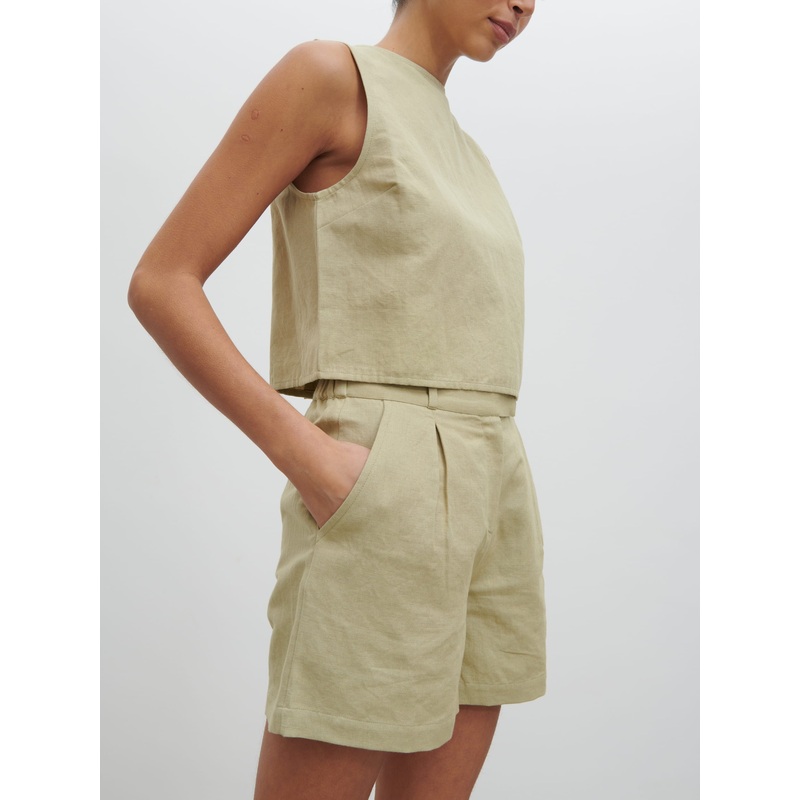 Natasha Linen Shorts – Olive-6 & 8 & 10 & 12 & 14 & 16