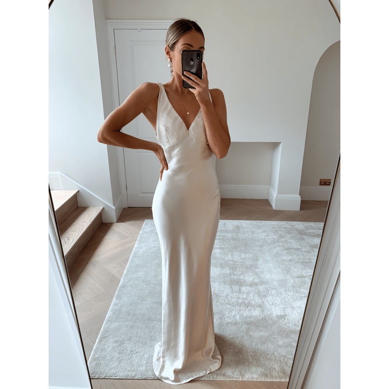 Piper High Back Maxi Dress – Matte Oyster