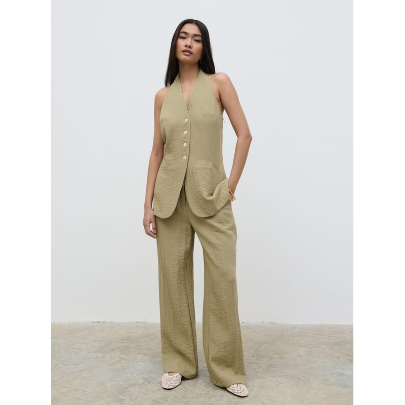 Remy Halterneck Waistcoat – Olive