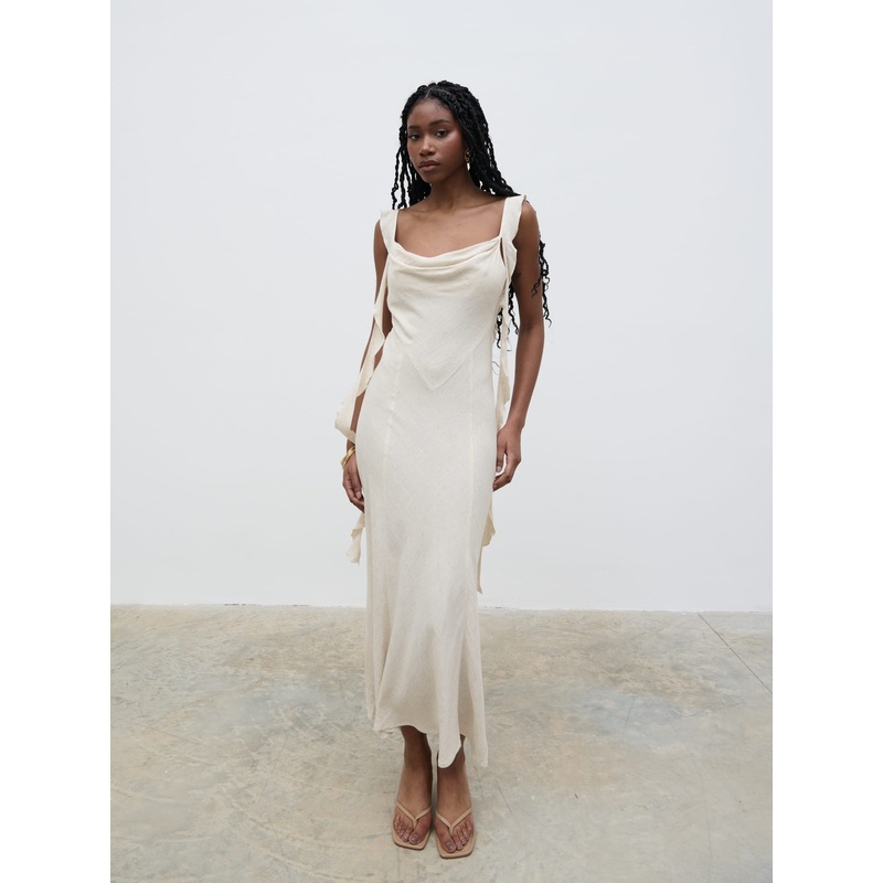 Rya Ruffle Midaxi Dress – Sand