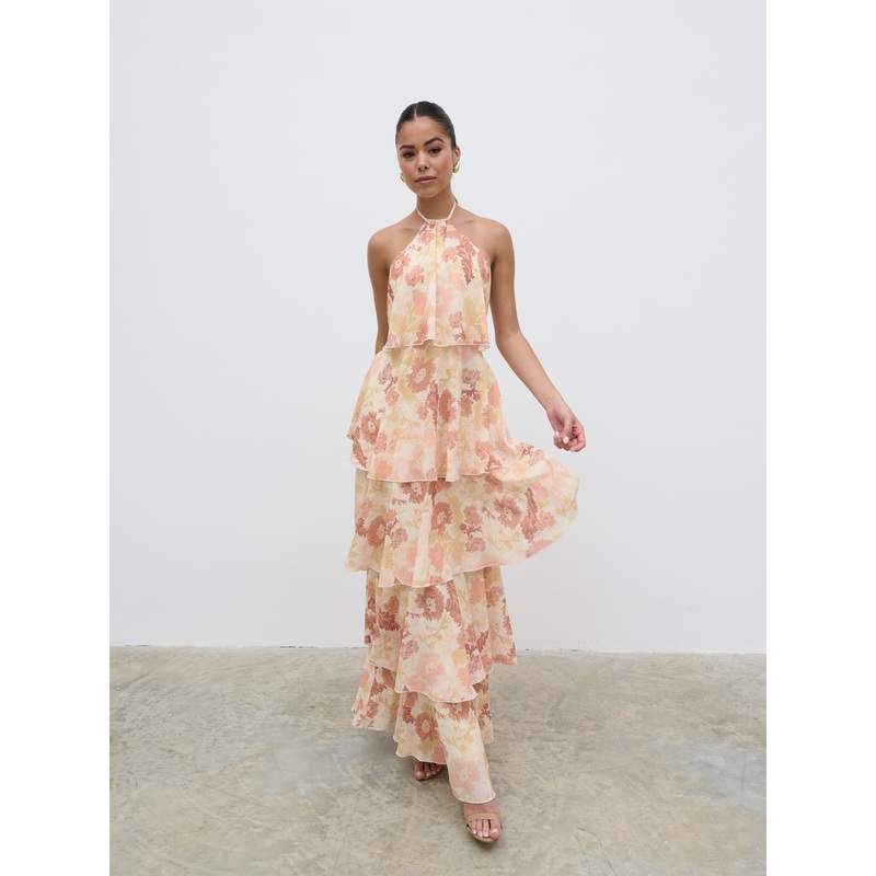 Siobhan Ruffle Maxi Dress – Terracotta Petal