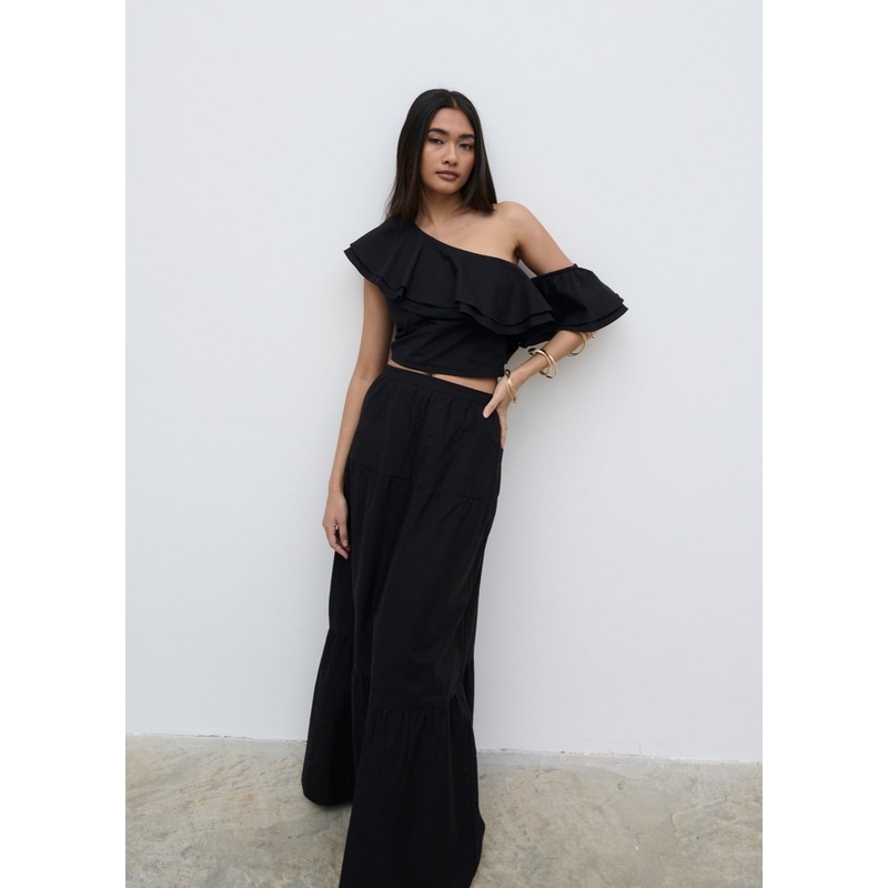 Sol Ruffle Maxi Skirt – Black-6 & 8 & 10 & 12 & 14 & 16